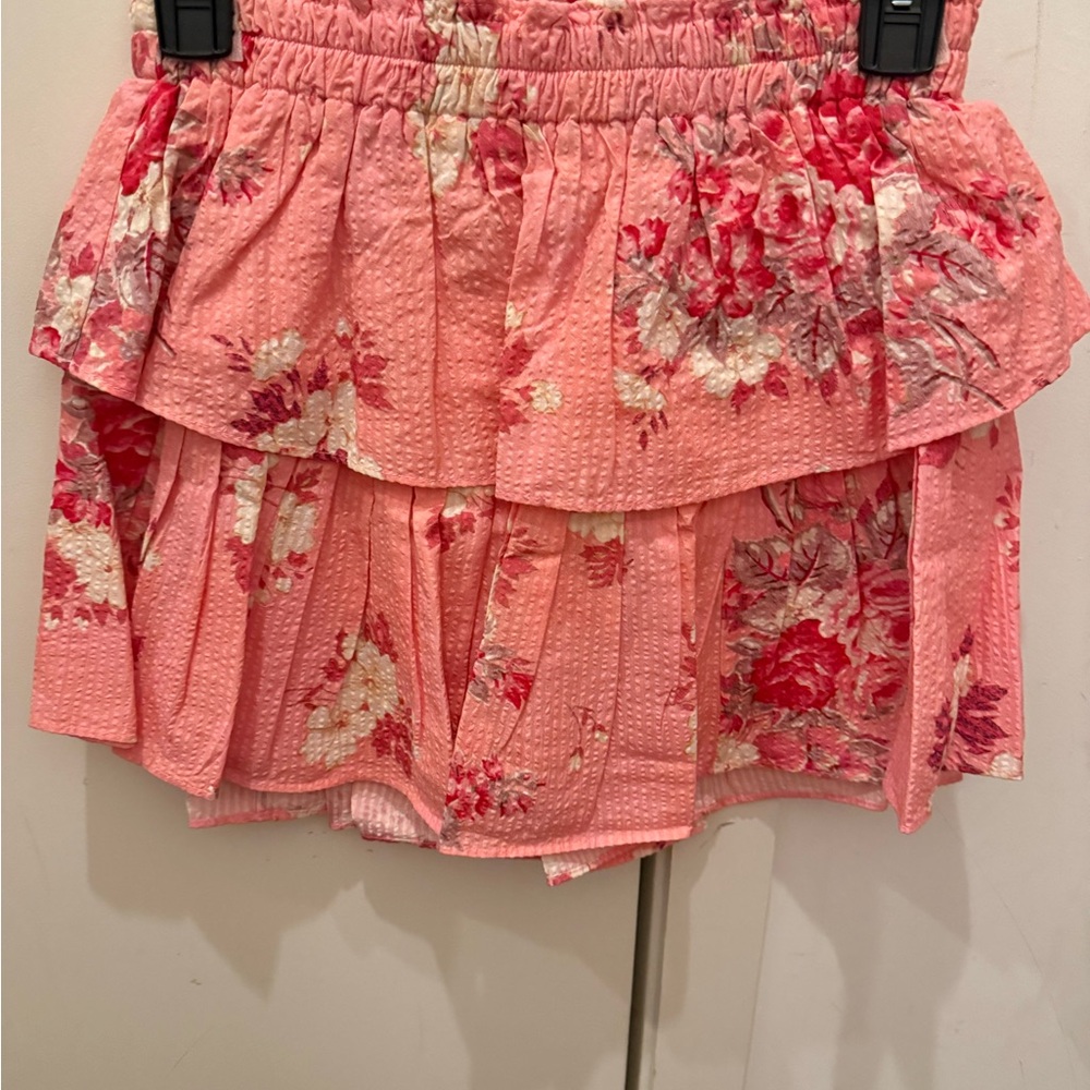 LoveShackFancy Pink Floral Mini Skirt